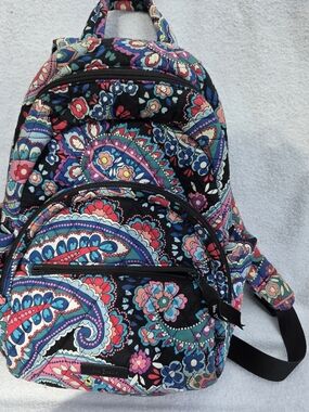 Vera Bradley Black Multicolor Paisley Mini Backpack